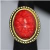 Image 2 : FASHION JEWELRY BRASS RING; SYNTHETIC RED STONE