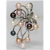 Image 1 : MULTICOLOR PEARL BROOCH .925 STERLING SILVER
