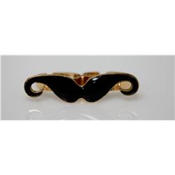 NOVELTY BLACK MUSTACHE SHAPED DUAL FINGER BRASS RING