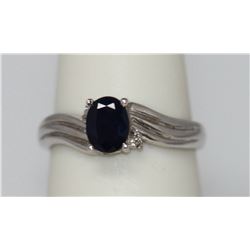 0.56 CTW SAPPHIRE AND DIAMOND RING .925 STERLING SILVER