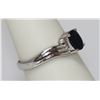 Image 2 : 0.56 CTW SAPPHIRE AND DIAMOND RING .925 STERLING SILVER