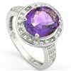 Image 1 : GENUINE 3.16 CTW AMETHYST AND DIAMOND PLATINUM PLATED .