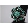 Image 2 : FASHION JEWELRY; SYNTHETIC TURQUOISE COLORED BRASS RING