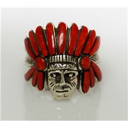 .925 STERLING SILVER 2 PEACE INDIAN CHIEF RINGS