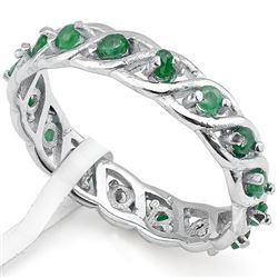 GENUINE 0.69 CTW EMERALD PLATINUM PLATED .925 STERLING