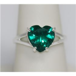 GREEN CZ  .925 STERLING SILVER RING