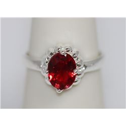 RED CZ .925 STERLING SILVER RING