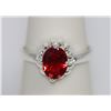 Image 1 : RED CZ .925 STERLING SILVER RING