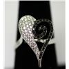 Image 1 : .925 STERLING SILVER HEART RING W/ CLEAR CZ AND BLACK C