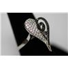 Image 2 : .925 STERLING SILVER HEART RING W/ CLEAR CZ AND BLACK C