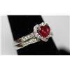 Image 2 : .925 STERLING SILVER 2 PEACE HEART RING PINK CZ
