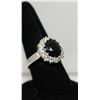 Image 1 : PLATINUM PLATED CZ SAPPHIRE & CLEAR CZ RING