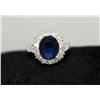 Image 2 : PLATINUM PLATED CZ SAPPHIRE & CLEAR CZ RING