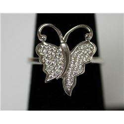 .925 STERLING SILVER BUTTERFLY RING W/ WHITE CZ