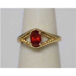 14K GOLD PLATED CZ RED RING