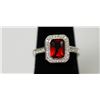 Image 1 : .925 STERLING SLIVER MODERN RING W/RED AND WHITE CZ