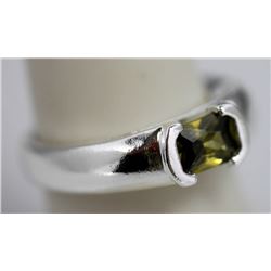 GREEN TOURMALINE CZ .925 STERLING SILVER RING