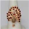 Image 1 : FASHION JEWELRY MULTI-COLORED CZ PEACOCK SHAPED BRASS R