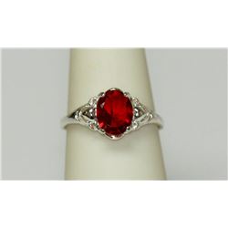 .925 STERLING SILVER W/RED  CZ