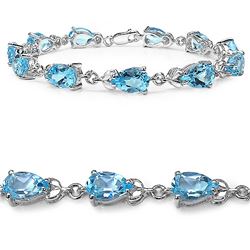 GENUINE 14.00 CTW BLUE TOPAZ .925 STERLING SILVER BRACE