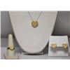 Image 1 : 14K GOLD POLISH ON .925 STERLING SILVER HEART SET W/WHI