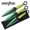 Image 1 : 9" 3 PIECE GREEN AND BLACK THROWING KNIVES