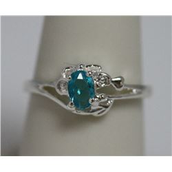 BLUE CZ .925 STERLING SILVER RING