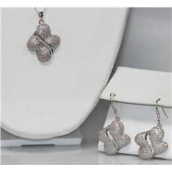 BEAUTIFULL .925 STERLING SILVER  CZ STONE PENDANT SET W