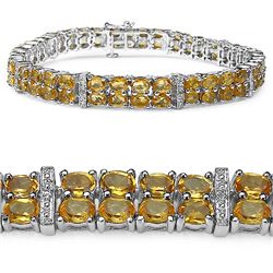 GENUINE 15.00 CTW CITRINE .925 STERLING SILVER BRACELET