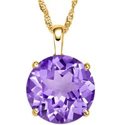 GENUINE 0.50 CTW AMETHYST SOLID 10K YELLOW GOLD PENDANT