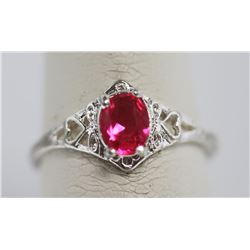 RED CZ .925 STERLING SILVER RING