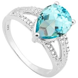 GENUINE 2.23 CTW BLUE TOPAZ AND 0.012 CTW DIAMOND IN PL