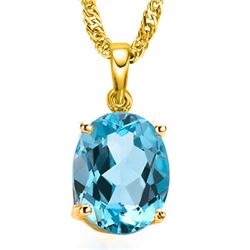 GENUINE 0.50 CTW BLUE TOPAZ 10K SOLID YELLOW GOLD PENDA