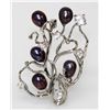 Image 1 : REFINED BLACK PEARL CZ BROOCH.925 STERLING SILVER