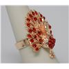 Image 2 : FASHION JEWELRY RED CZ PEACOCK SHAPED BRASS RING