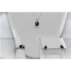 BEAUTIFULL .925 STERLING SILVER BLUE CZ STONE PENDANT S