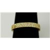 Image 1 : 14K GOLD POLISH ON .925 STERLING SILVER BAND RING W/ WH