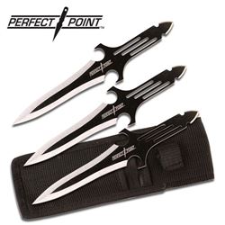 8" SET OF 3 2 TONE THROWING KNIVES W/SHEATH