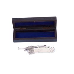 NAUTICAL 6" CHROME WHISTLE W/BLACK ROSEWOOD BOX
