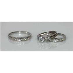 .925 STERLING SILVER CZ ENGAGEMENT RINGS W/ BANDS