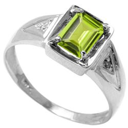 GENUINE 0.99 PERIDOT AND DIAMOND PLATINUM PLATED .925 S