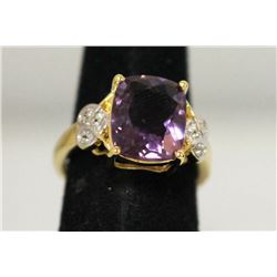 14K GOLD PLATED AMETHYST RING 4.50 CTW