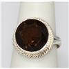 Image 1 : 8.50 CTW NATURAL SMOKY TOPAZ ROUND RING .925 STERLING S