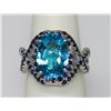 Image 1 : 8.80 CTW BLUE TOPAZ AND SAPPHIRE RING .925 STERLING SIL
