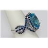 Image 2 : 8.80 CTW BLUE TOPAZ AND SAPPHIRE RING .925 STERLING SIL