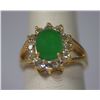 Image 1 : SYNTETIC JADE AND CZ 14K GOLD PLATED RING