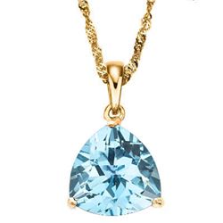 GENUINE 0.50 CTW BLUE TOPAZ 10K SOLID YELLOW GOLD PENDA