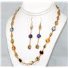 Image 2 : BRASS MULTICOLOR SYNTETIC STONES NECKLACE AND EARRING S