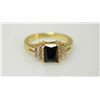 Image 1 : 14K GOLD POLISH ON .925 STERLING SILVER  RING W/ BLACK