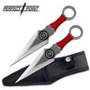 Image 1 : SET OF 2 PIECE THROWING KNIFE SET RED CORD WRAPPED HAND